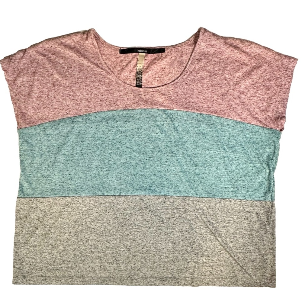 Kenzie Tricolor Capped Sleeve Women’s Shirt Size Medium‎ Casual Top Pre-owned
